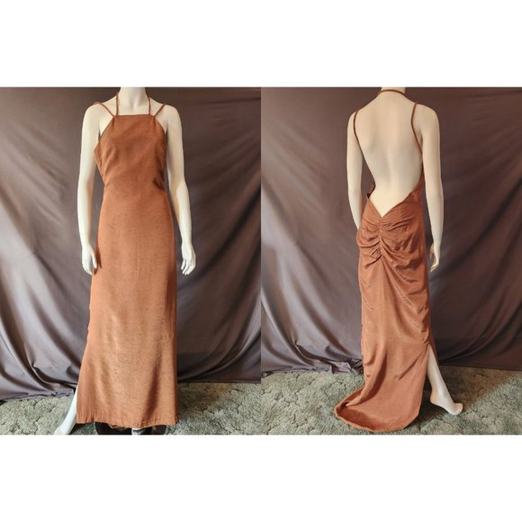 Vintage Dresses & Skirts - Vintage 60s Low Open Back  Maxi Evening Gown M